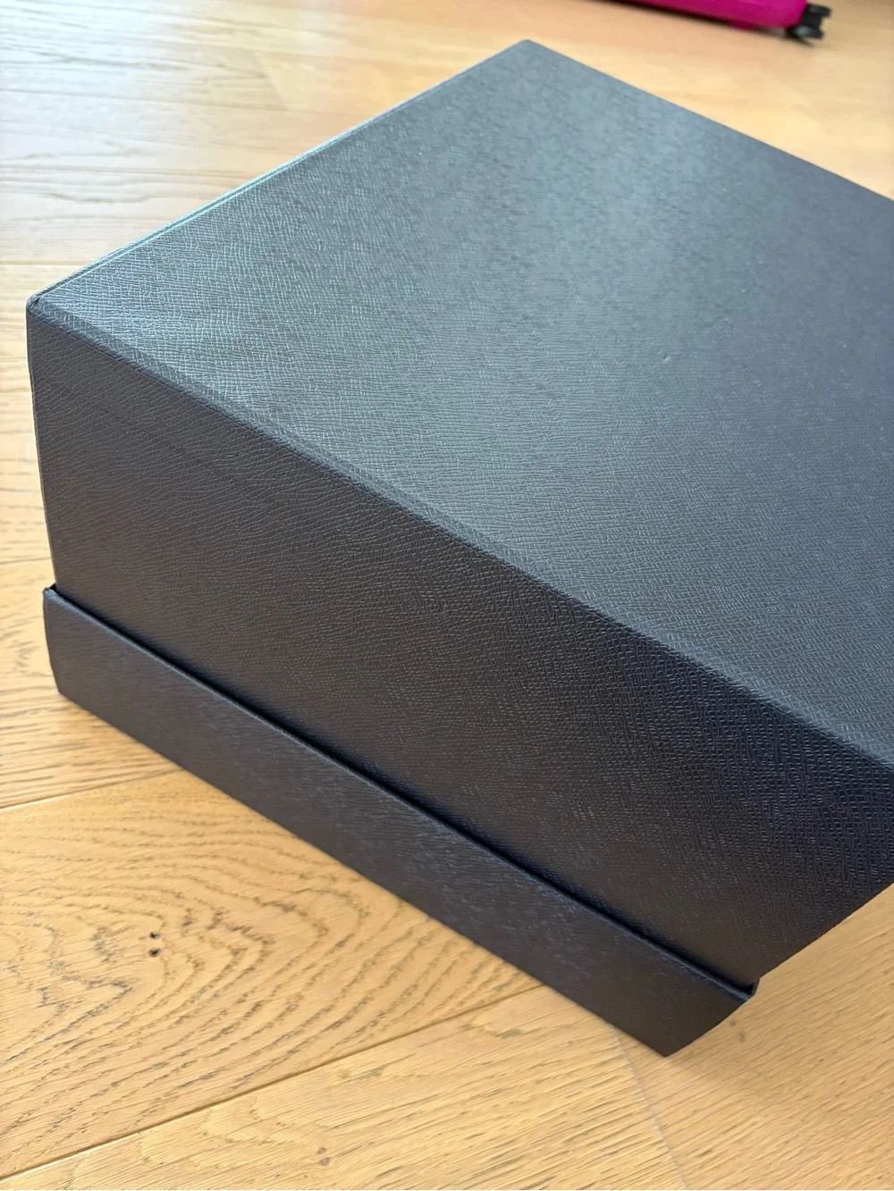 Prada Navy Blue Textured Large Gift Logo Box with Ribbon